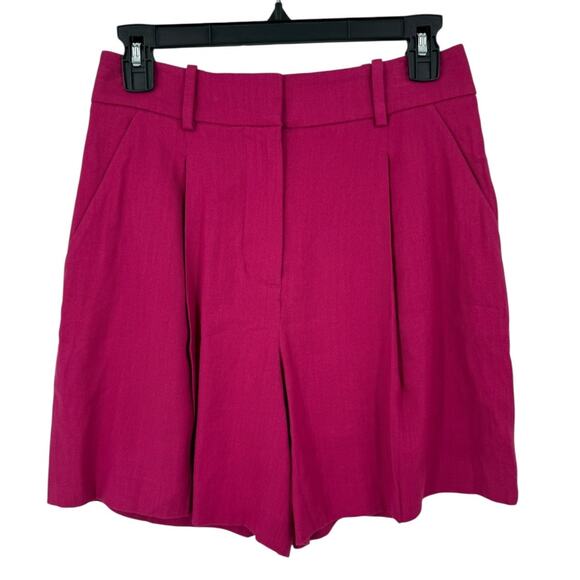 Veronica Beard shorts Noemi linen blend dark pink size 2 - Picture 2 of 6